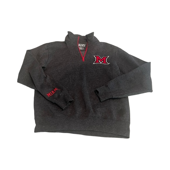 Miami Of Ohio Red Hawks Quarter Zip Pullover‎ Sweater Womans Small Gray - Picture 1 of 5